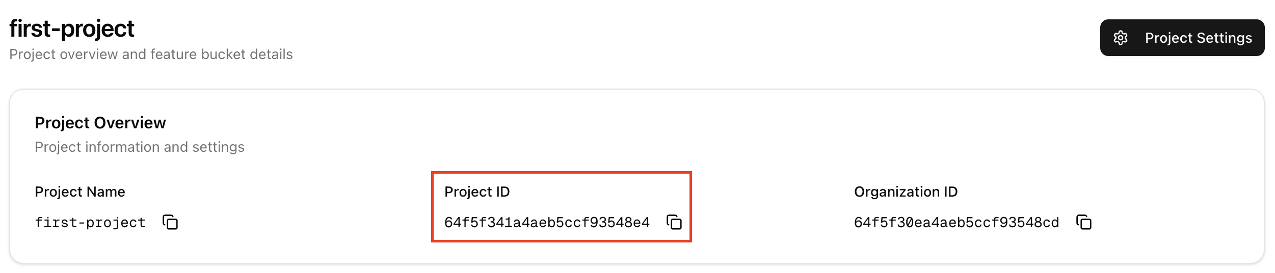 React Native Stallion dashboard showing project ID location for CodePush migration